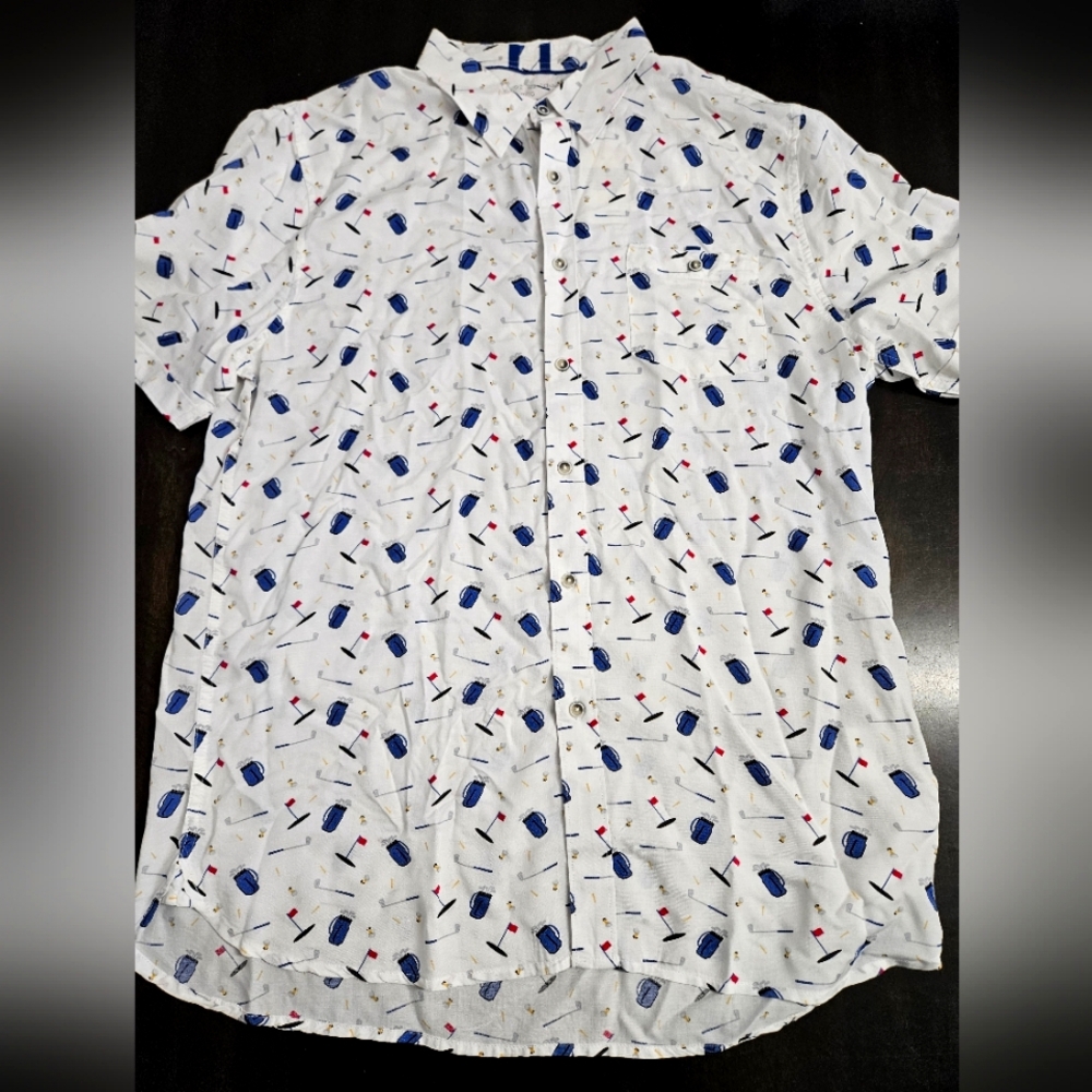 NWT age of wisdom button down shirt XL golf themed